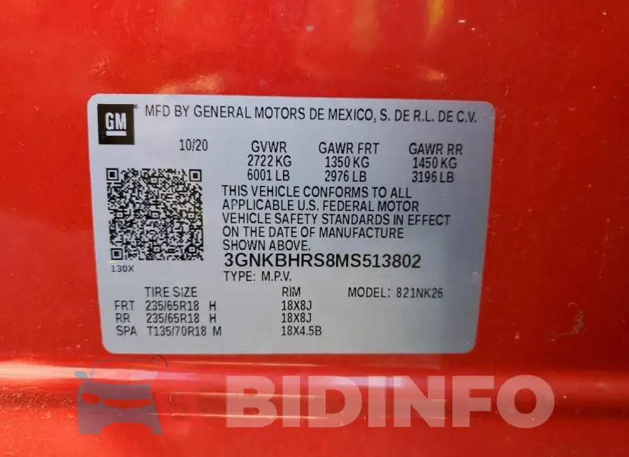 3GNKBHRS8MS513802 Photo# 13