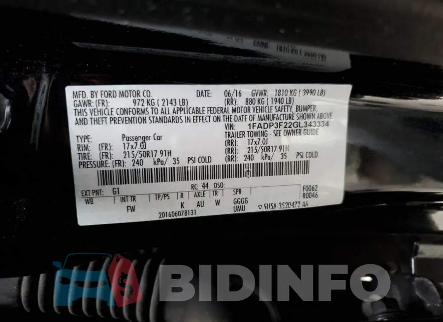 1FADP3F22GL343334 Photo# 12