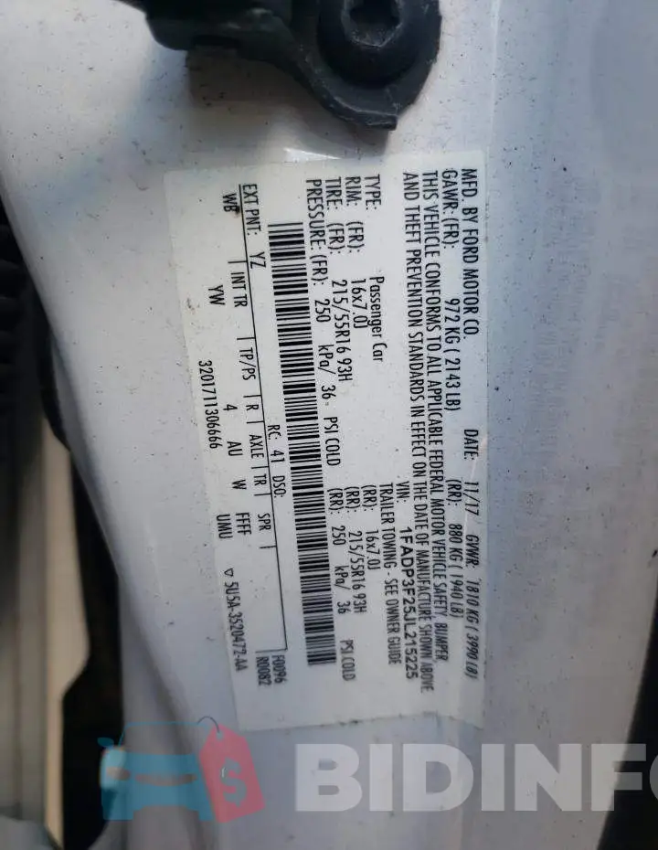 1FADP3F25JL215225 Photo# 13