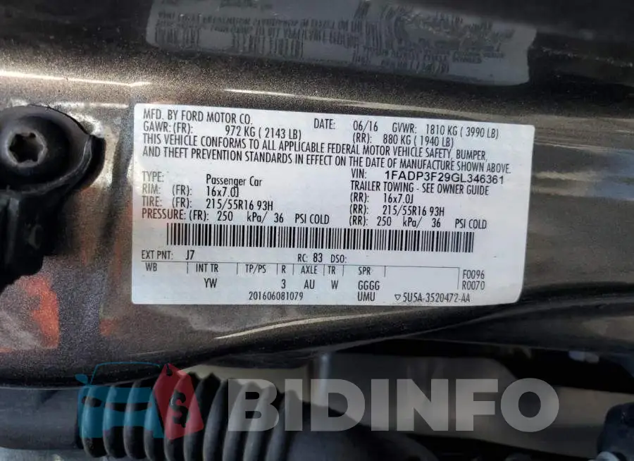 1FADP3F29GL346361 Photo# 12