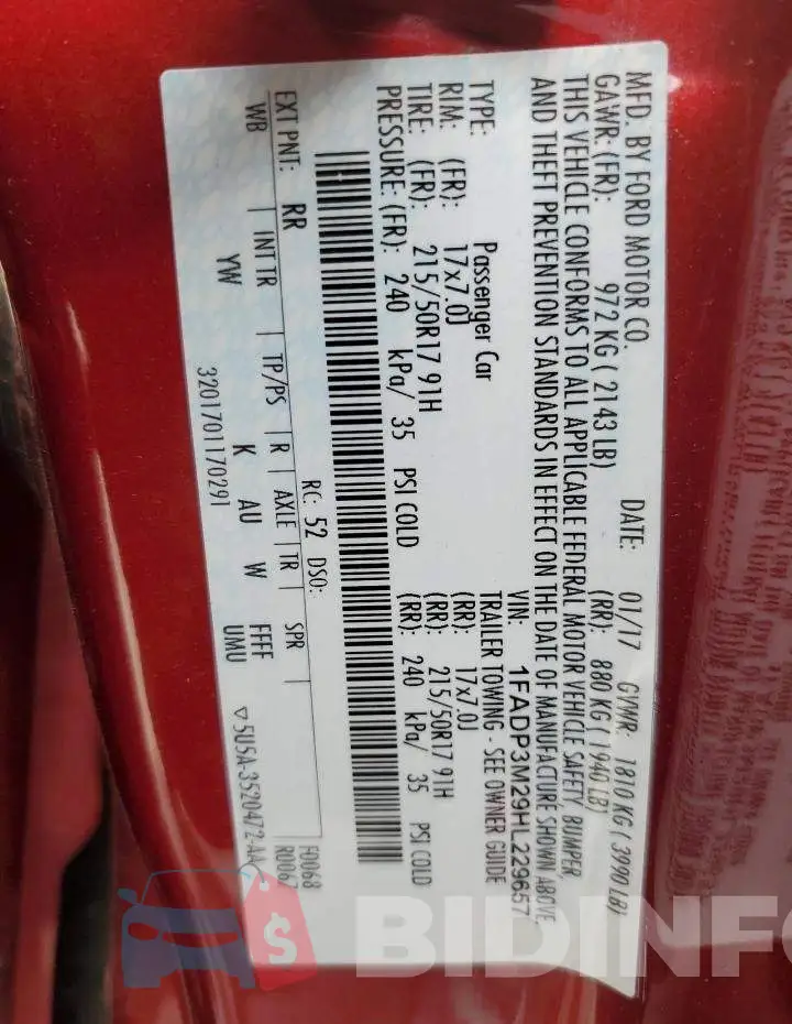 1FADP3M29HL229657 Photo# 13