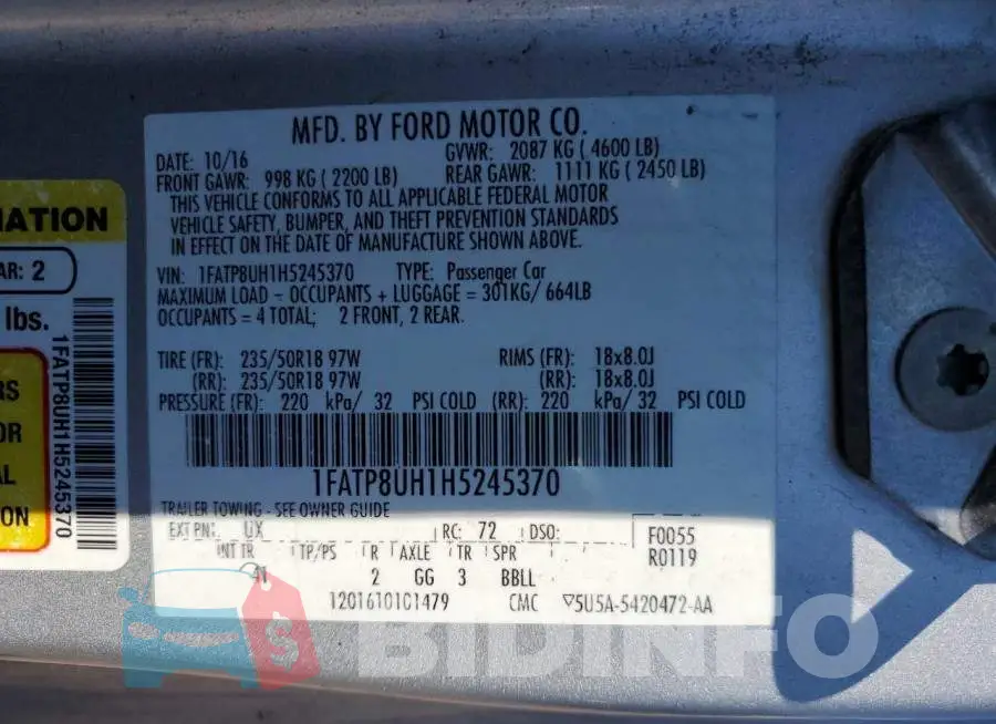 1FATP8UH1H5245370 Photo# 12