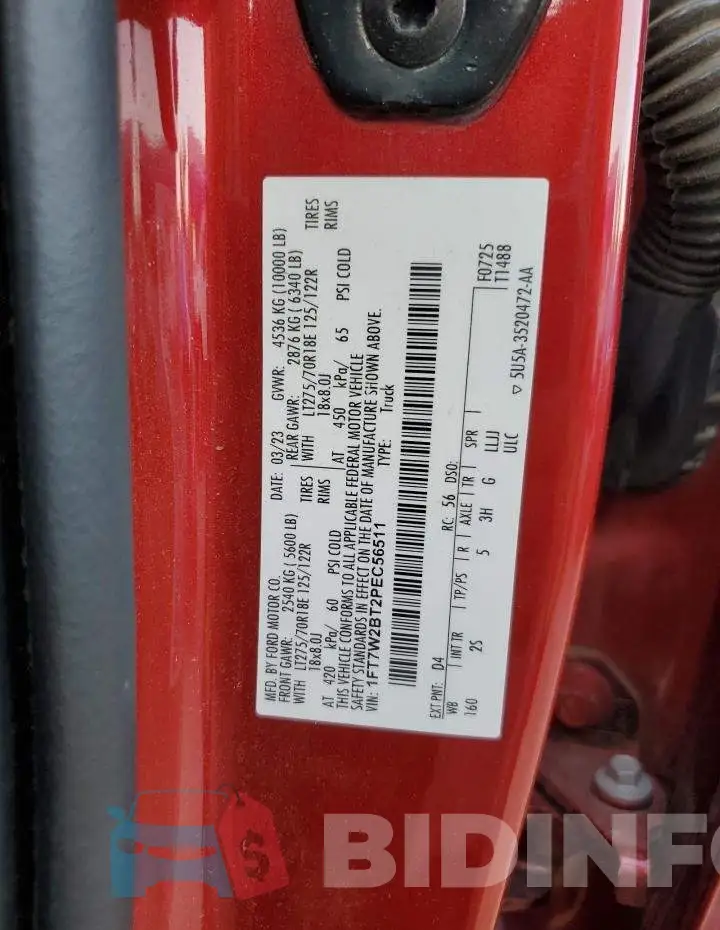 1FT7W2BT2PEC56511 Photo# 12