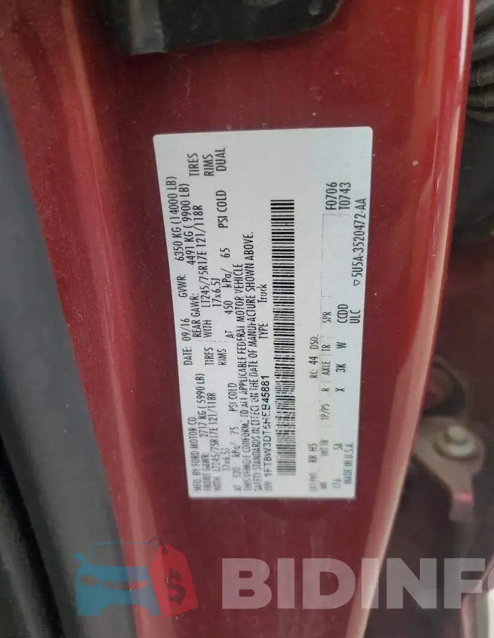 1FT8W3DT5HEB45881 Photo# 12