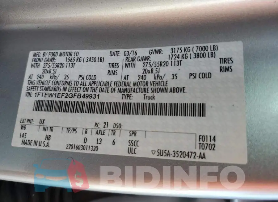 1FTEW1EF2GFB49931 Photo# 12