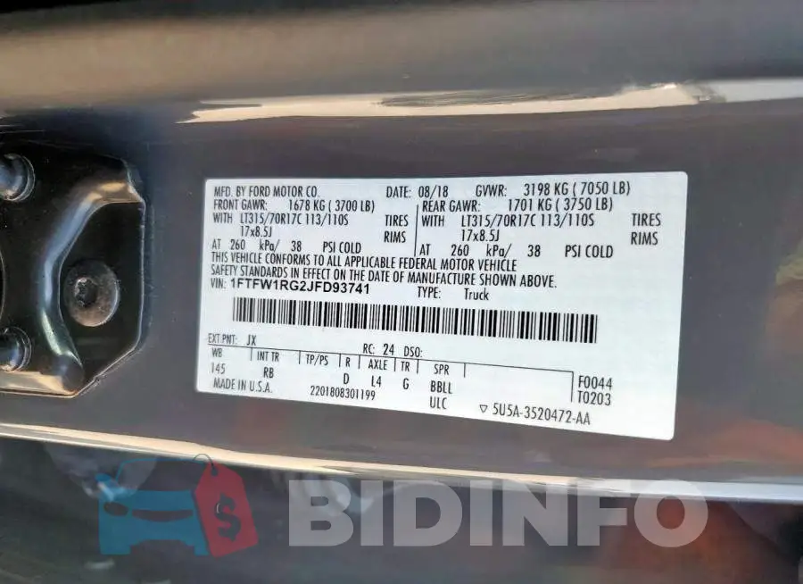 1FTFW1RG2JFD93741 Photo# 13