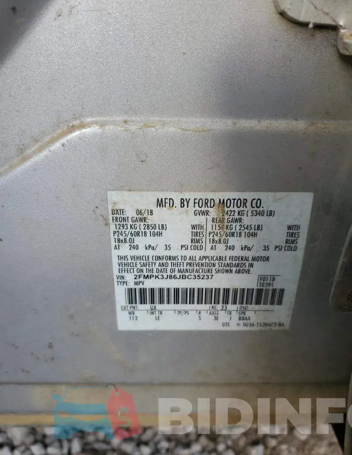 2FMPK3J86JBC35237 Photo# 12