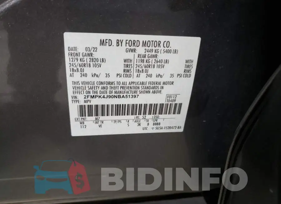 2FMPK4J90NBA51397 Photo# 14