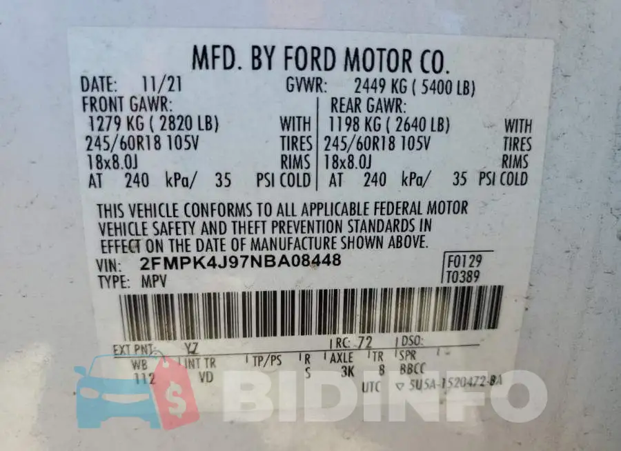 2FMPK4J97NBA08448 Photo# 13
