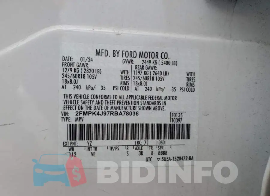 2FMPK4J97RBA78036 Photo# 14