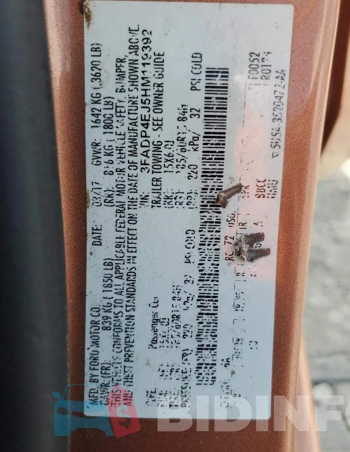 3FADP4EJ5HM119392 Photo# 12