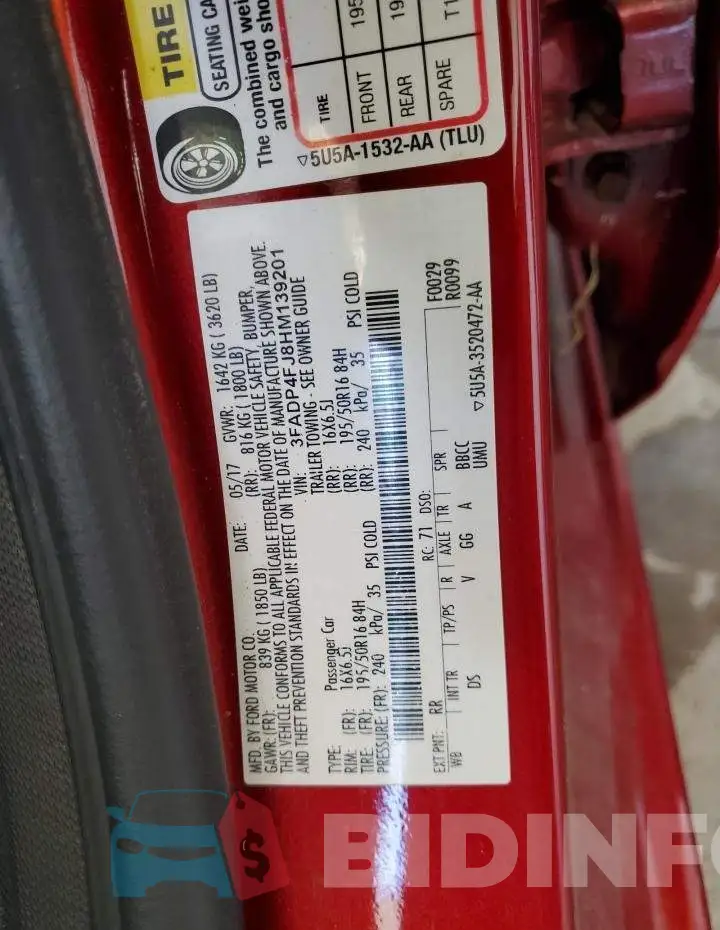 3FADP4FJ8HM139201 Photo# 12