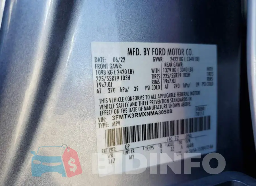 3FMTK3RMXNMA30508 Photo# 14