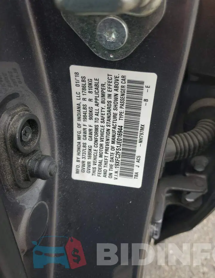 19XFC2F51JE016944 Photo# 12