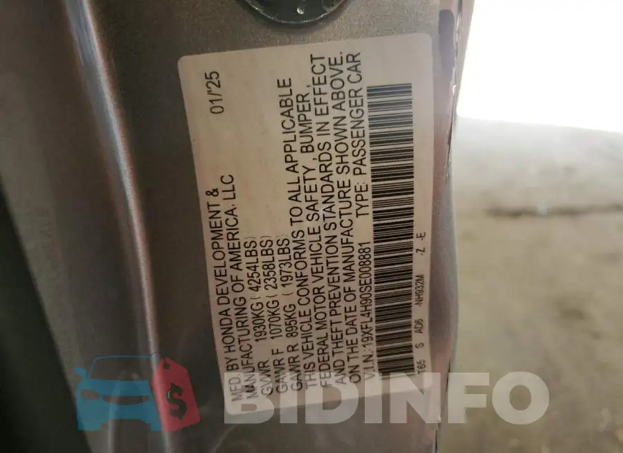 19XFL4H90SE008881 Photo# 13