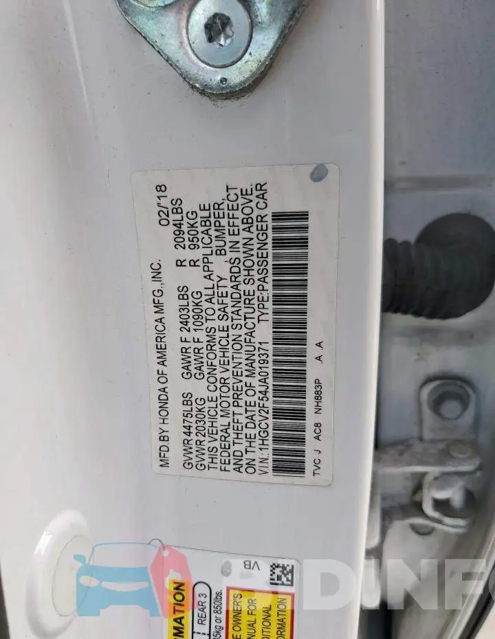 1HGCV2F54JA019371 Photo# 12