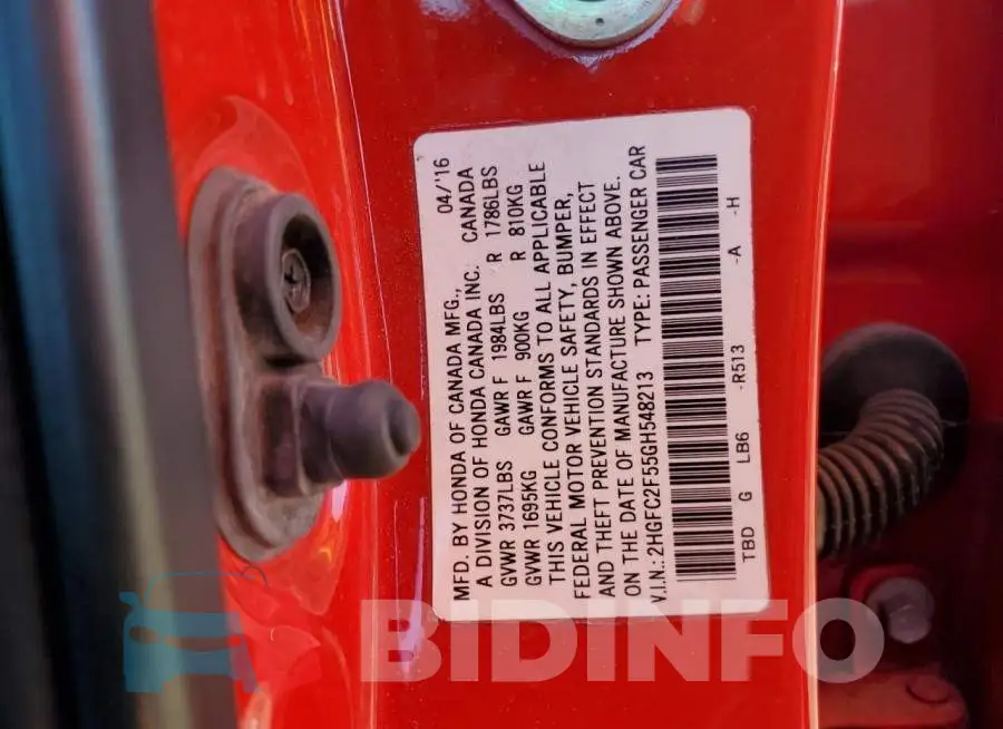2HGFC2F55GH548213 Photo# 12