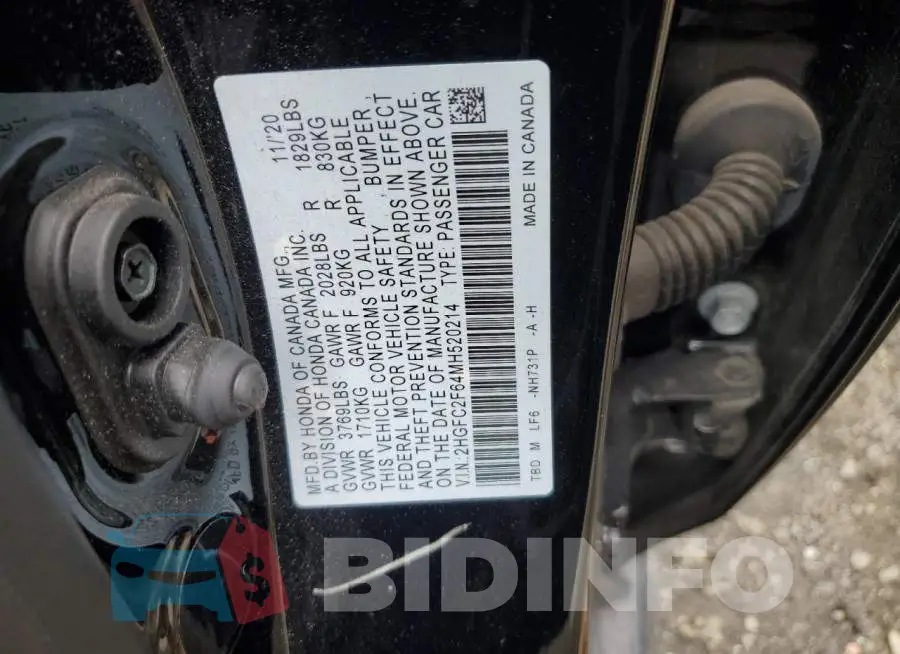 2HGFC2F64MH520214 Photo# 12