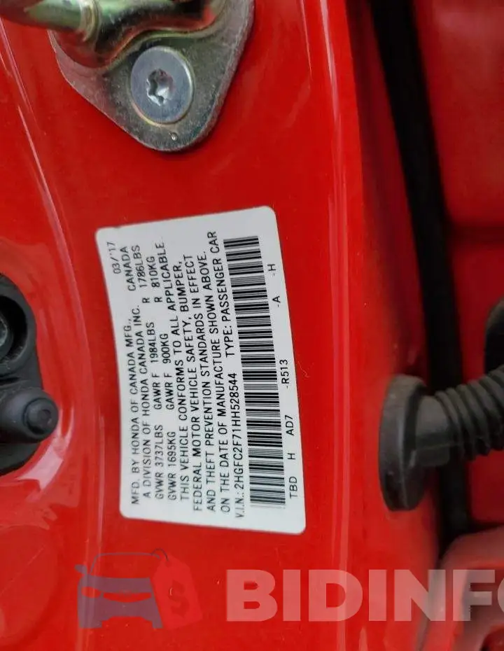 2HGFC2F71HH528544 Photo# 12