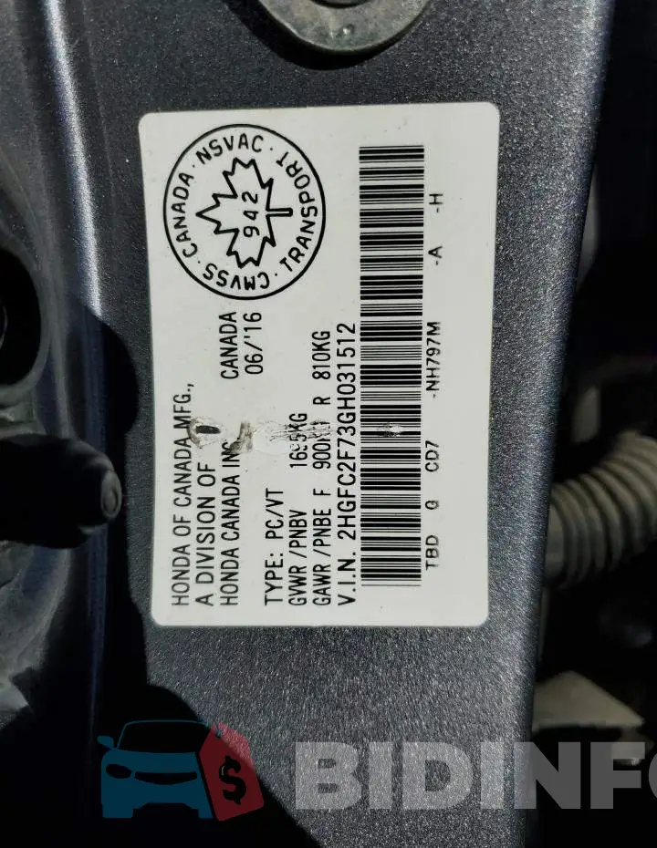 2HGFC2F73GH031512 Photo# 12