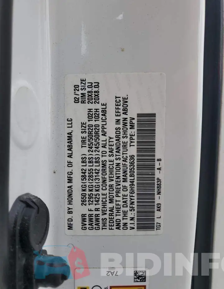 5FNYF6H94LB053636 Photo# 13