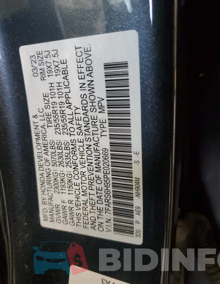 7FARS6H95PE020669 Photo# 13