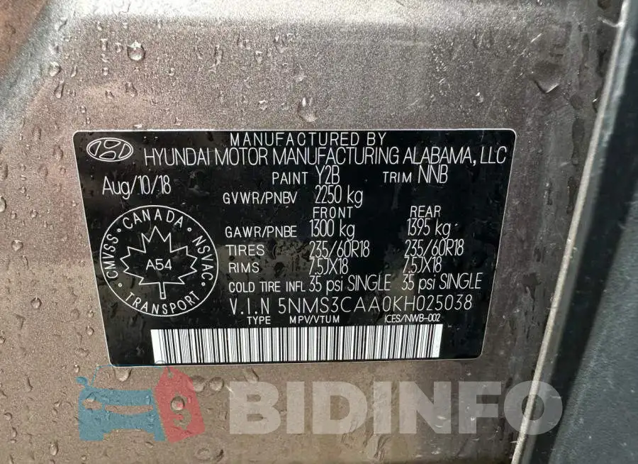 5NMS3CAA0KH025038 Photo# 9