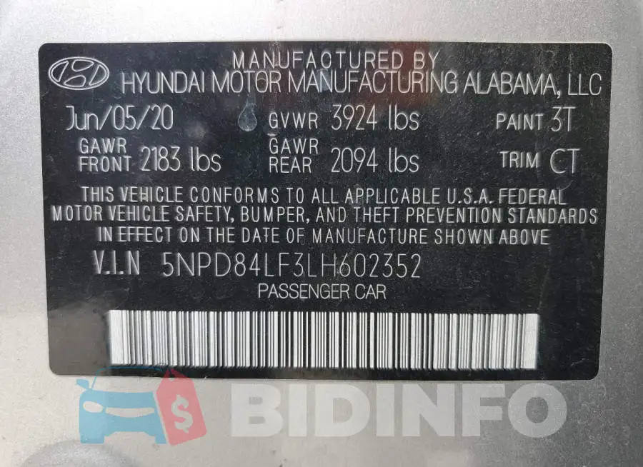 5NPD84LF3LH602352 Photo# 13