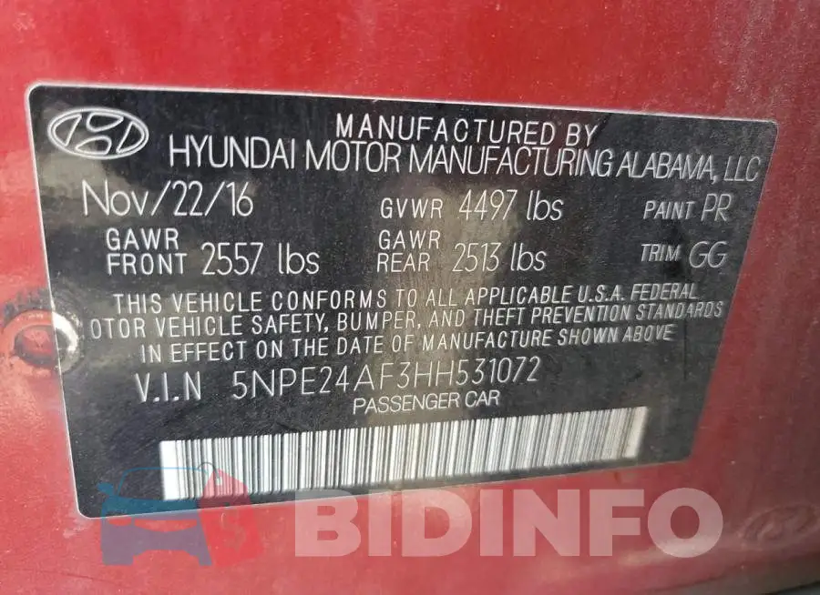 5NPE24AF3HH531072 Photo# 13