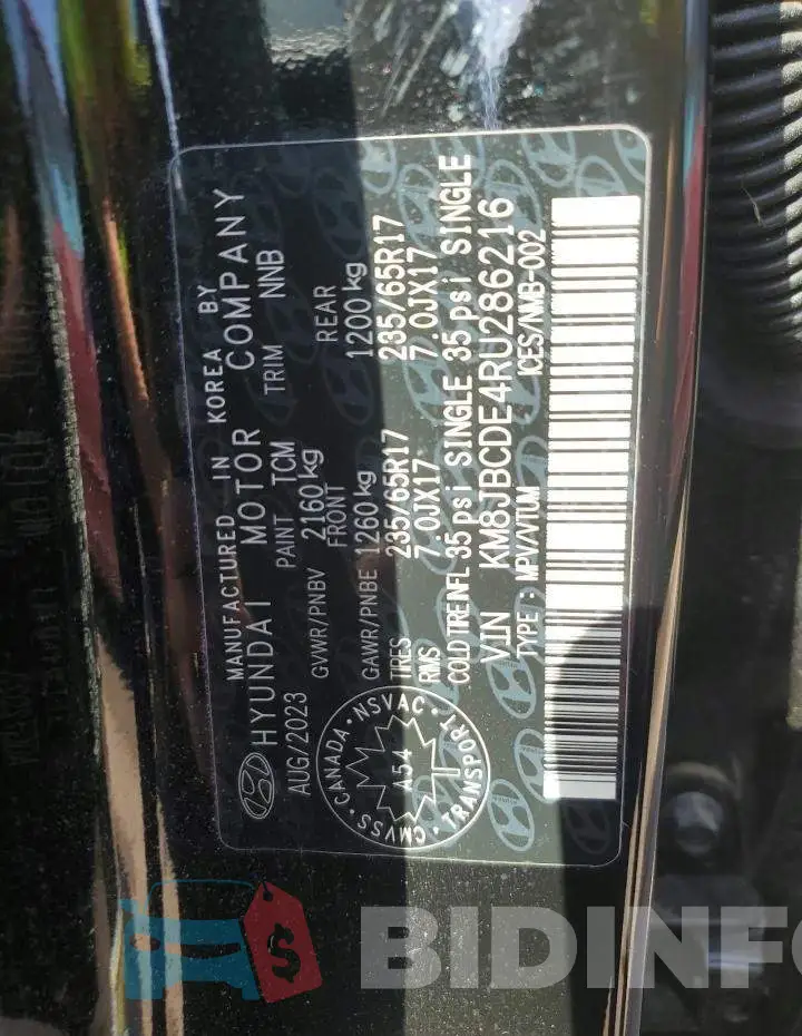 KM8JBCDE4RU286216 Photo# 13