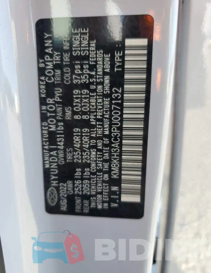 KM8KH3AC3PU007132 Photo# 12