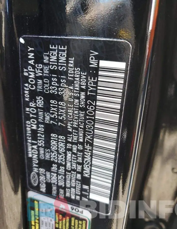 KM8SM4HF7KU301062 Photo# 14