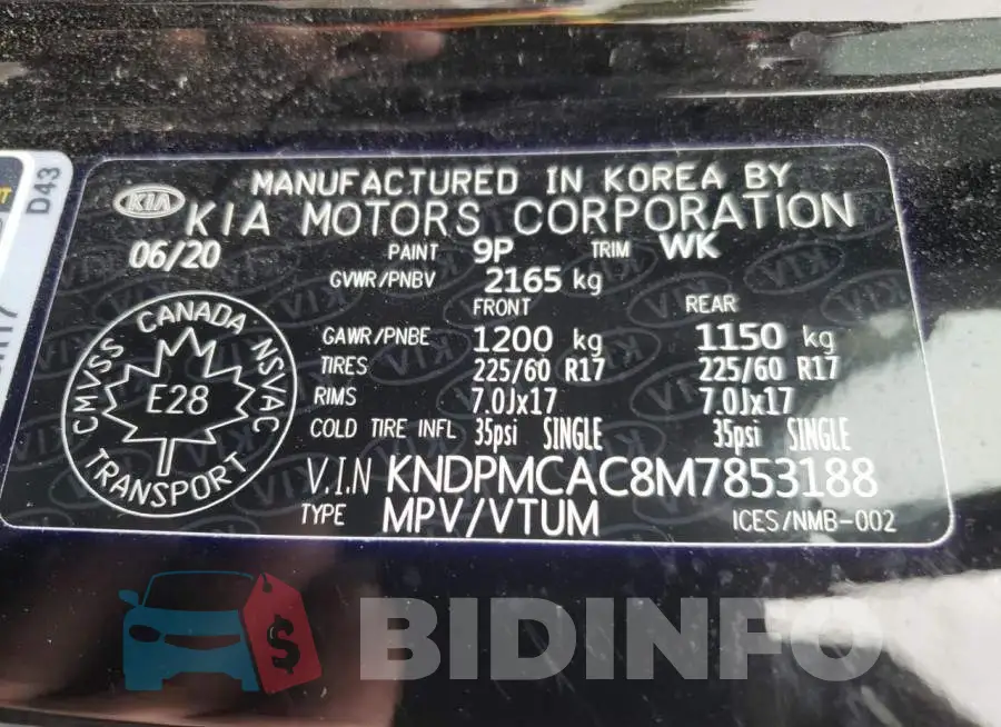 KNDPMCAC8M7853188 Photo# 10