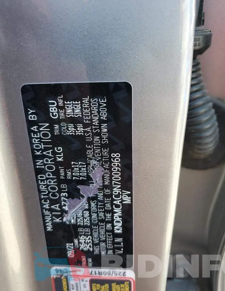 KNDPMCAC9N7009968 Photo# 12