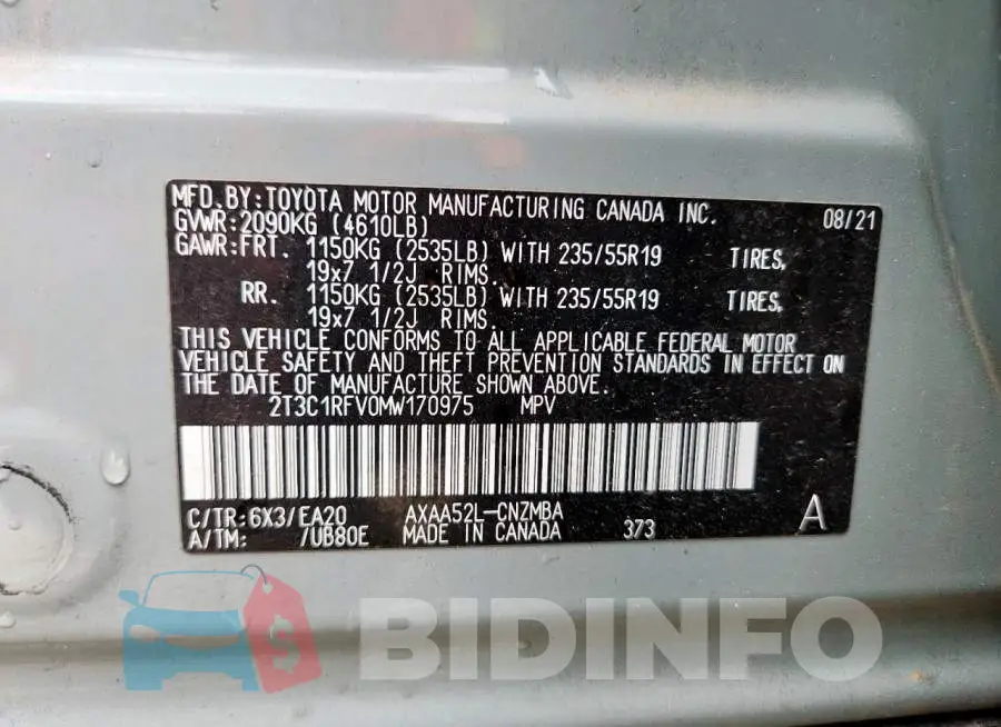 2T3C1RFV0MW170975 Photo# 13