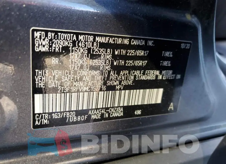 2T3F1RFV9MC152716 Photo# 13