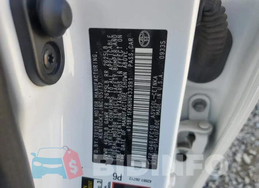 4T1BF1FK6HU433991 Photo# 13
