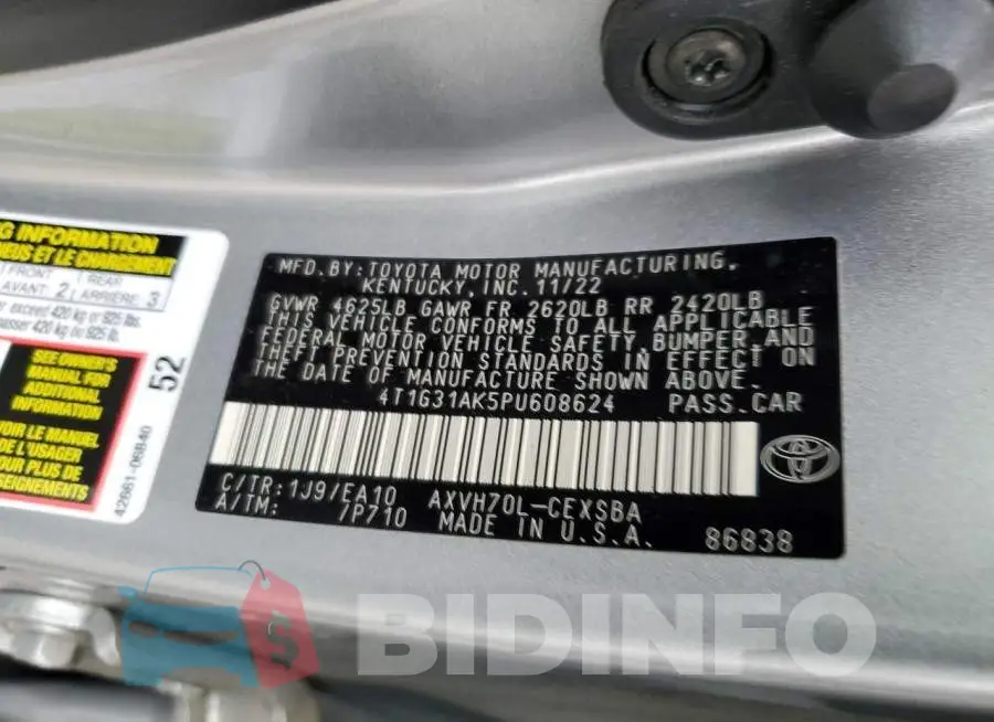 4T1G31AK5PU608624 Photo# 12