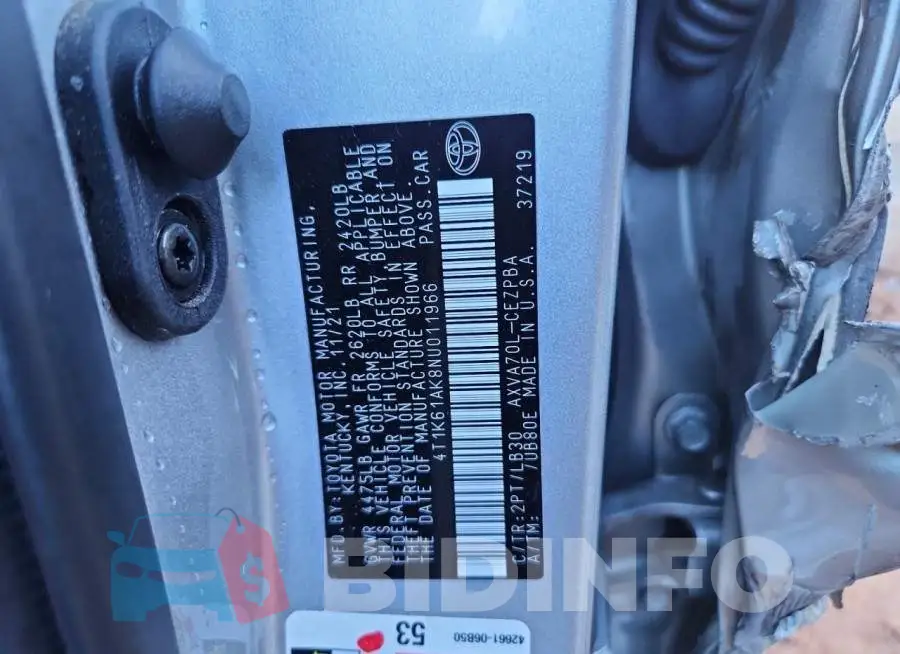 4T1K61AK8NU011966 Photo# 12