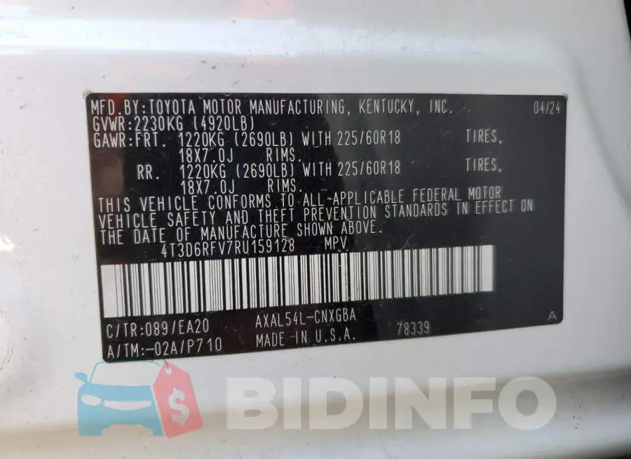 4T3D6RFV7RU159128 Photo# 14