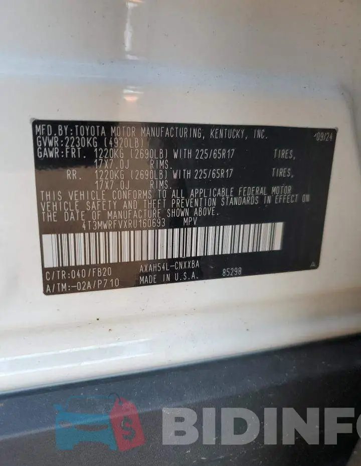 4T3MWRFVXRU160693 Photo# 13
