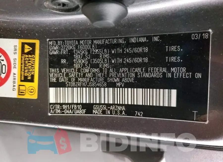 5TDBZRFH7JS854658 Photo# 14