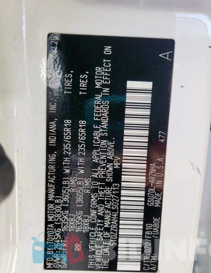 5TDZZRAH4LS027113 Photo# 13