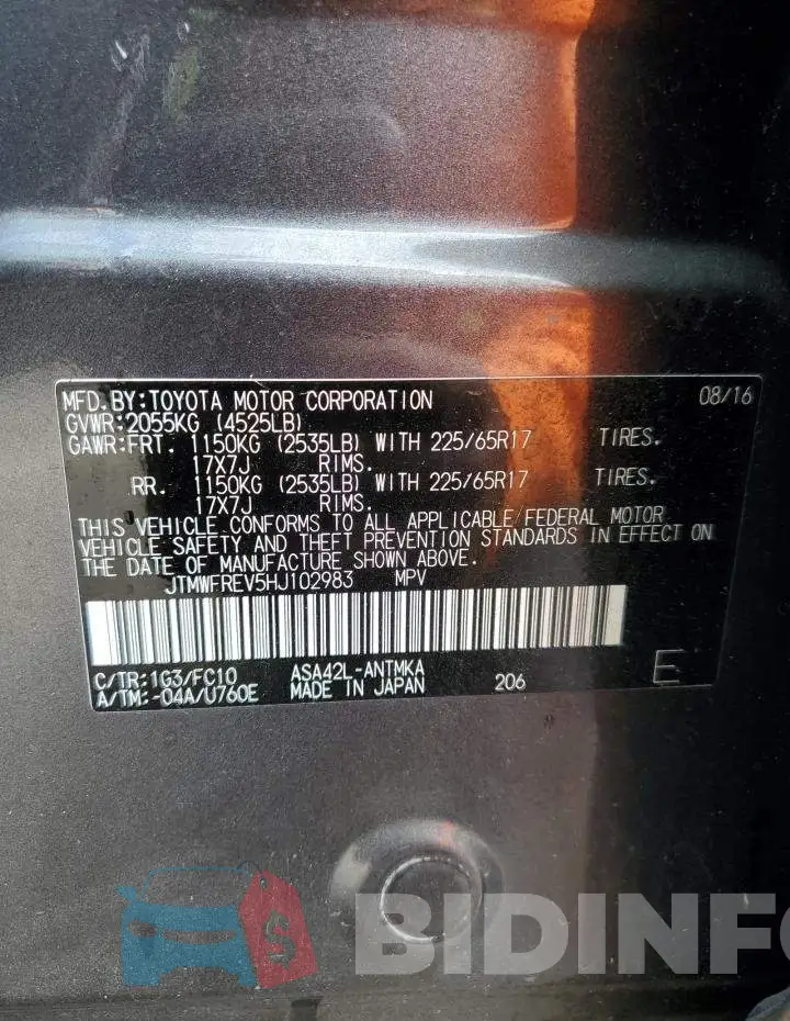 JTMWFREV5HJ102983 Photo# 13