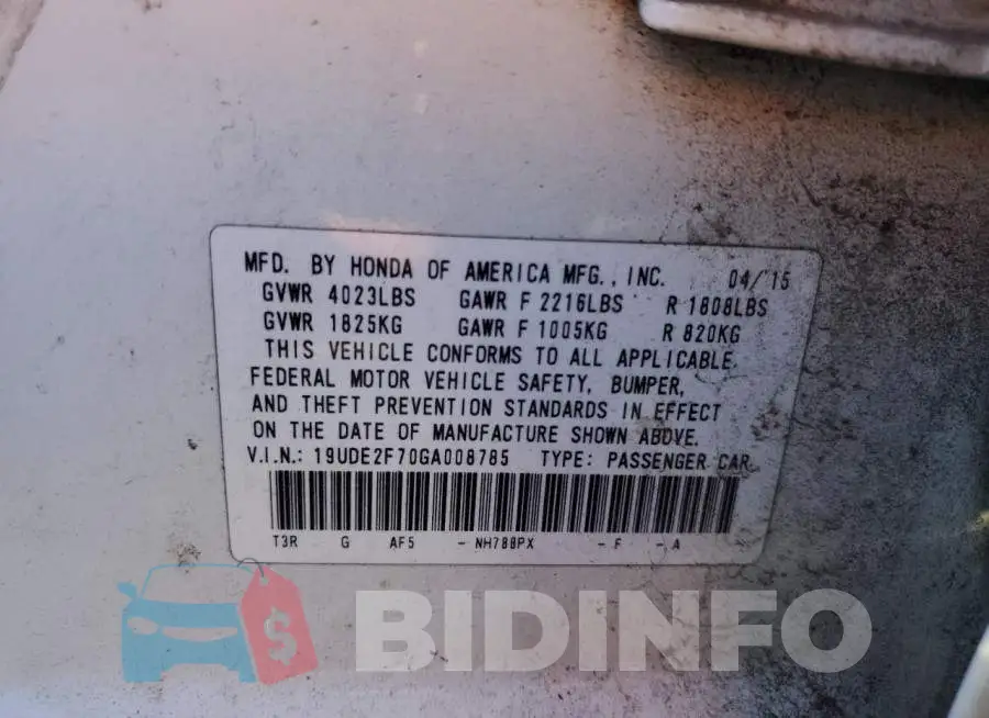 19UDE2F70GA008785 Photo# 12