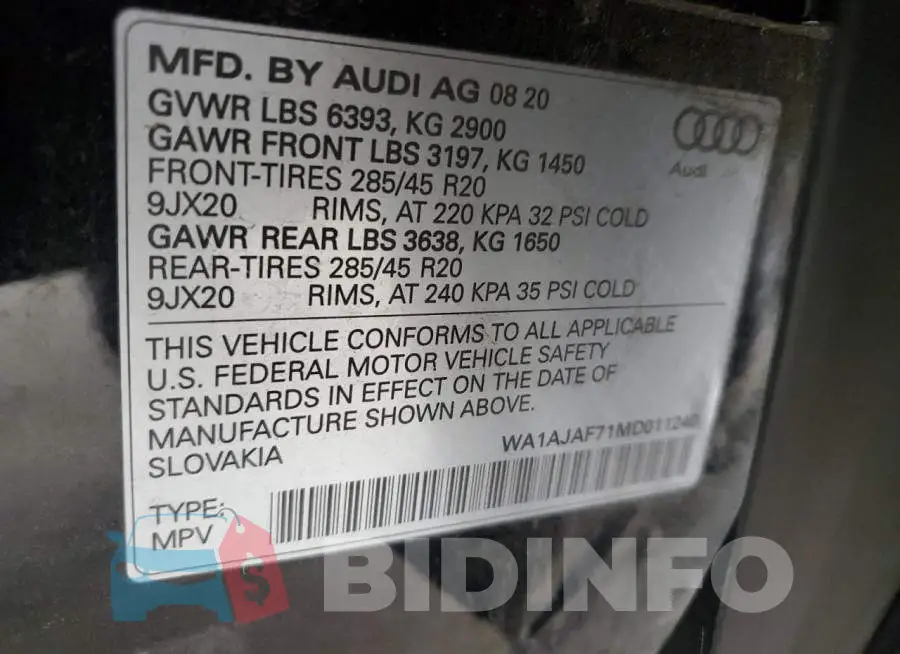 WA1AJAF71MD011240 Photo# 14