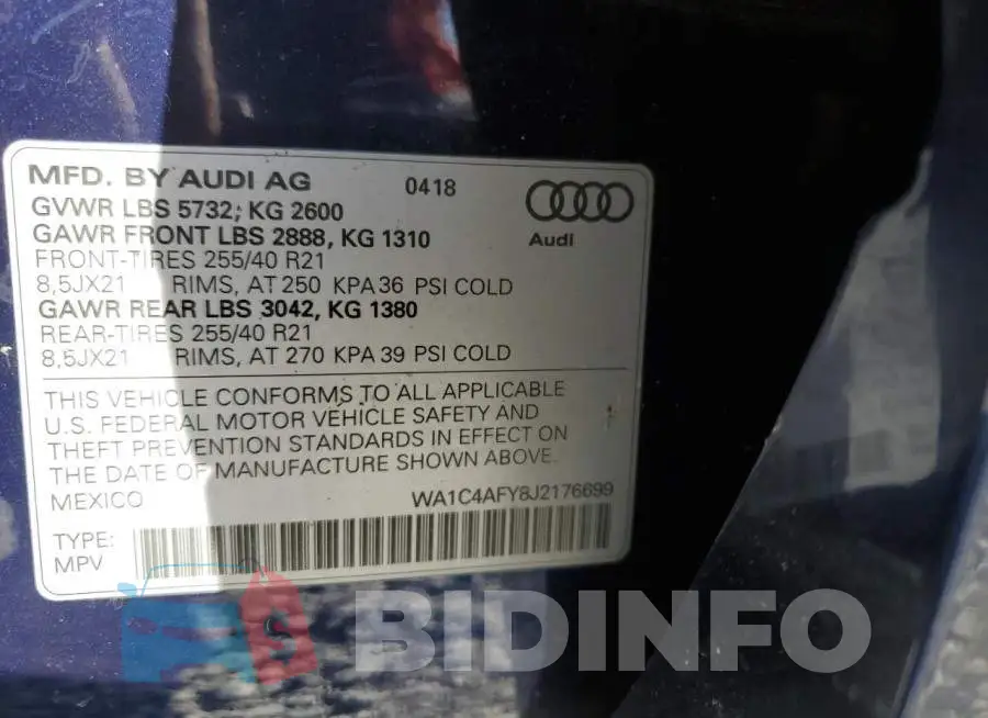 WA1C4AFY8J2176699 Photo# 12
