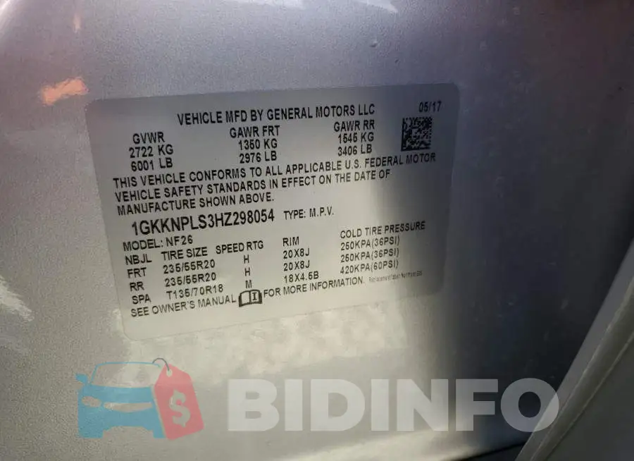 1GKKNPLS3HZ298054 Photo# 13