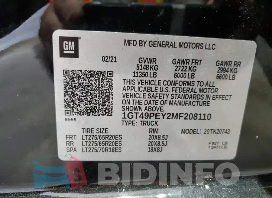 1GT49PEY2MF208110 Photo# 12