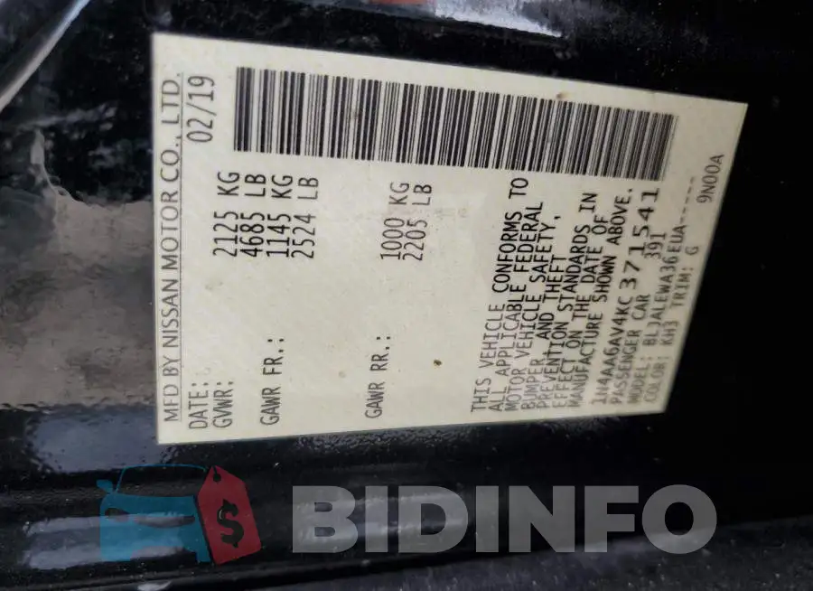 1N4AA6AV4KC371541 Photo# 13